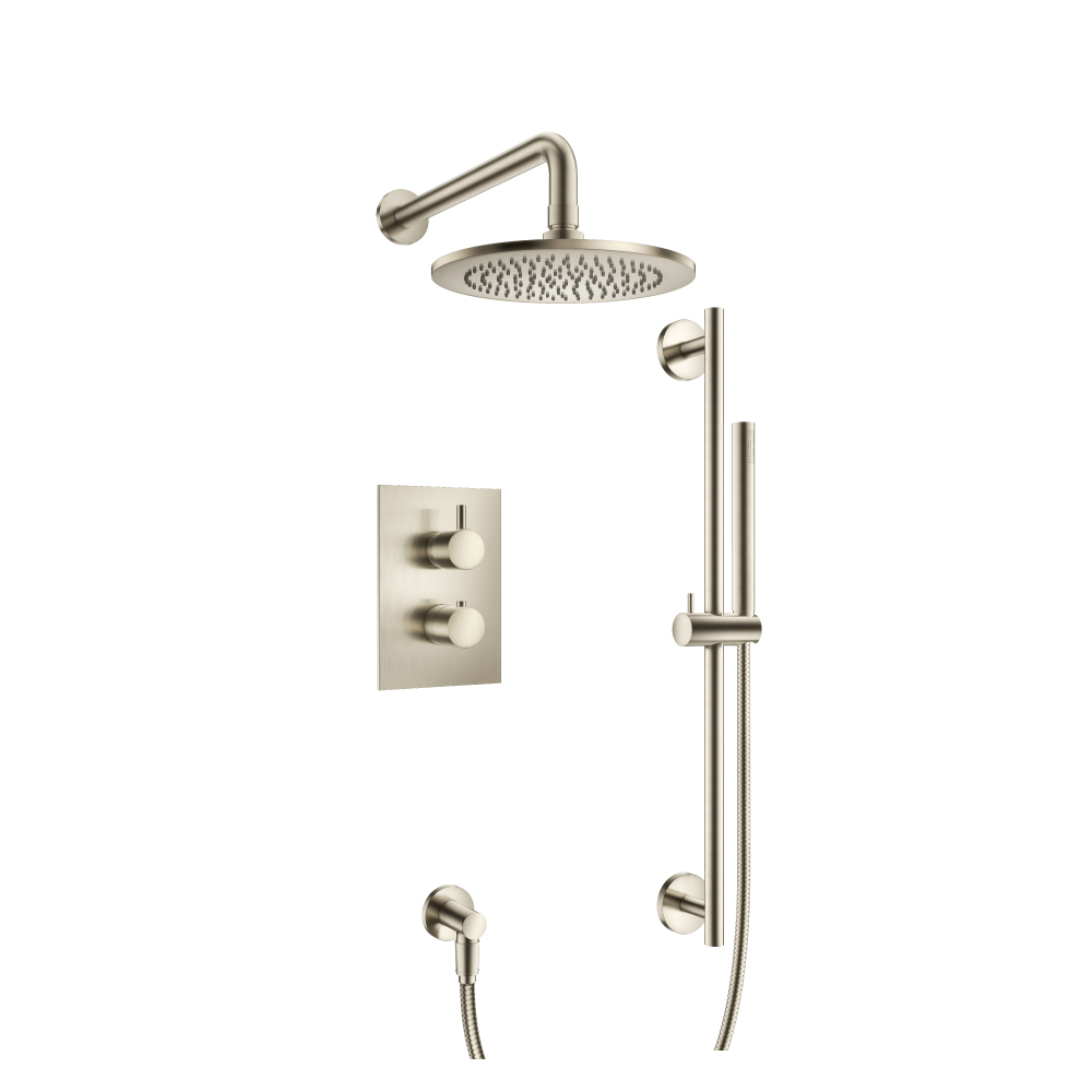 Two Output Shower Set With Shower Head, Hand Held And Slide Bar | Brushed Nickel PVD