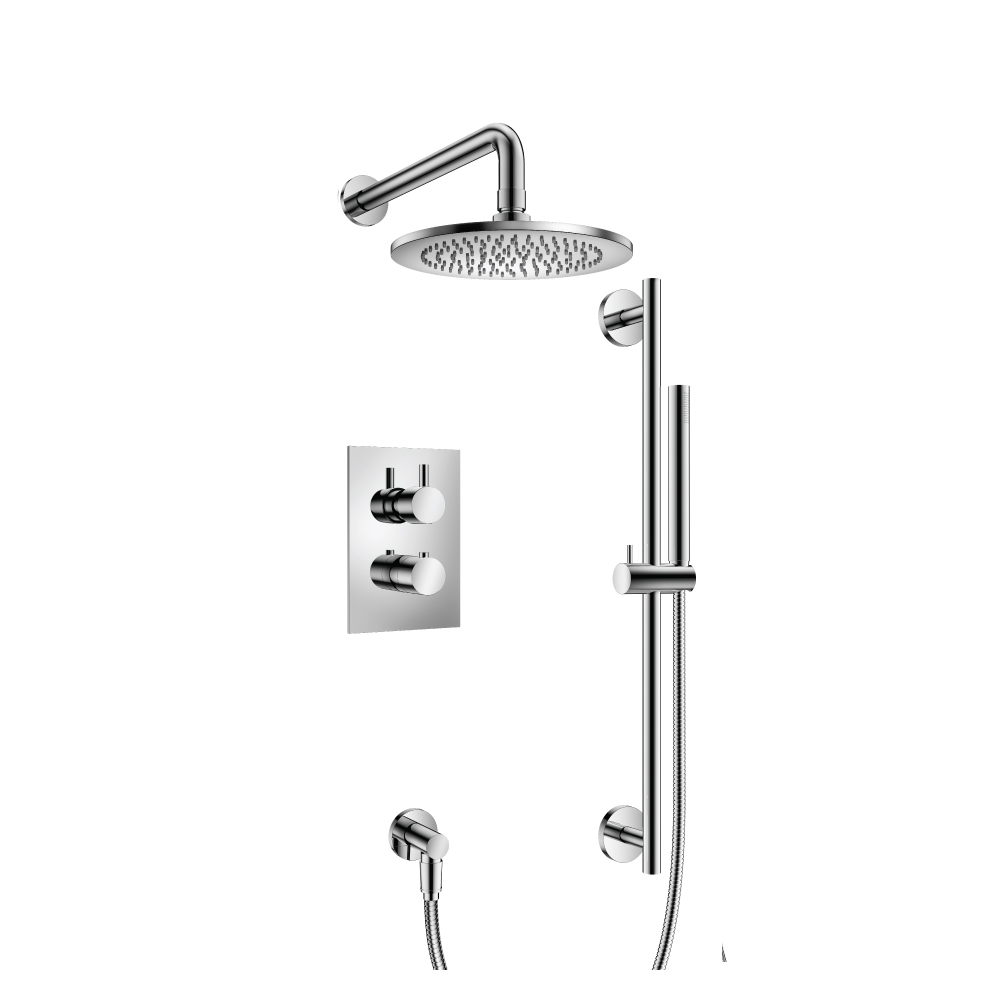 Two Output Shower Set With Shower Head, Hand Held And Slide Bar | Chrome