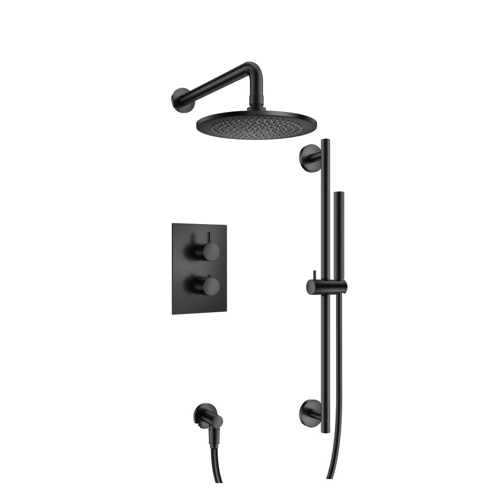 Two Output Shower Set With Shower Head, Hand Held And Slide Bar | Matte Black