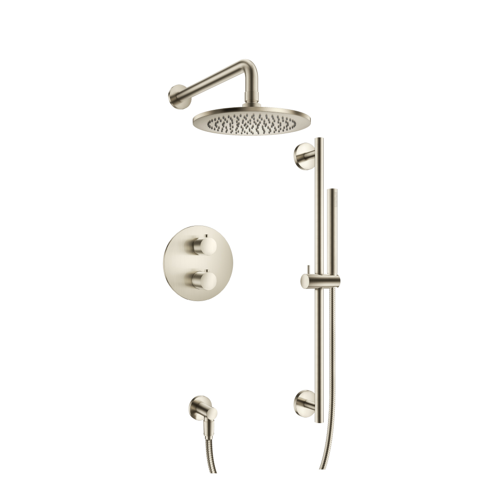 Two Output Shower Set With Shower Head, Hand Held And Slide Bar | Brushed Nickel PVD