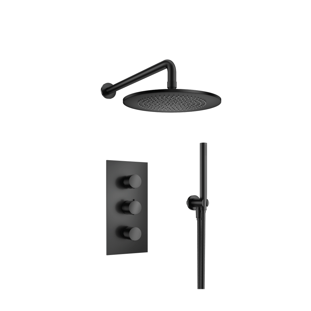 Two Output Shower Set With Shower Head And Hand Held | Matte Black