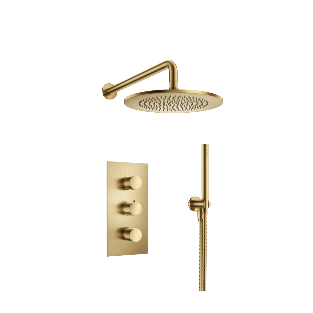 Two Output Shower Set With Shower Head And Hand Held | Satin Brass PVD