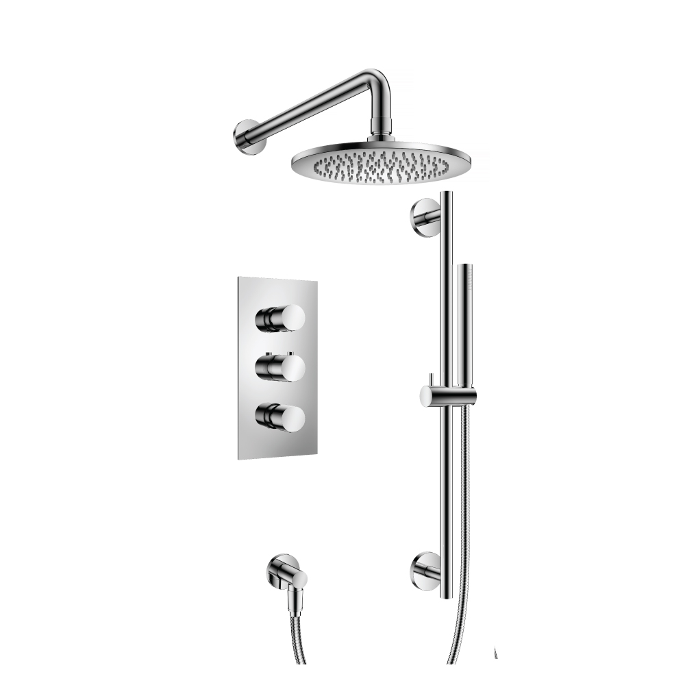 Two Output Shower Set With Shower Head, Hand Held And Slide Bar | Chrome