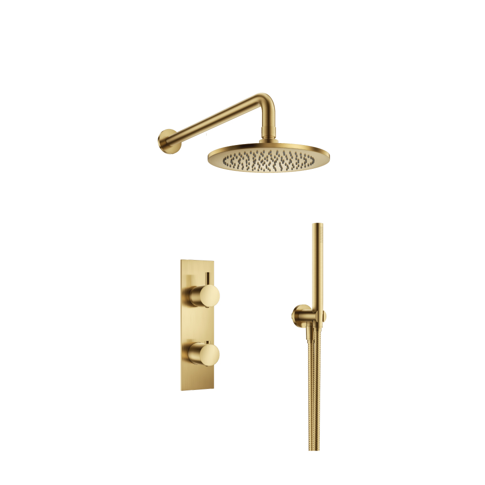 Two Output Shower Set With Shower Head And Hand Held | Satin Brass PVD