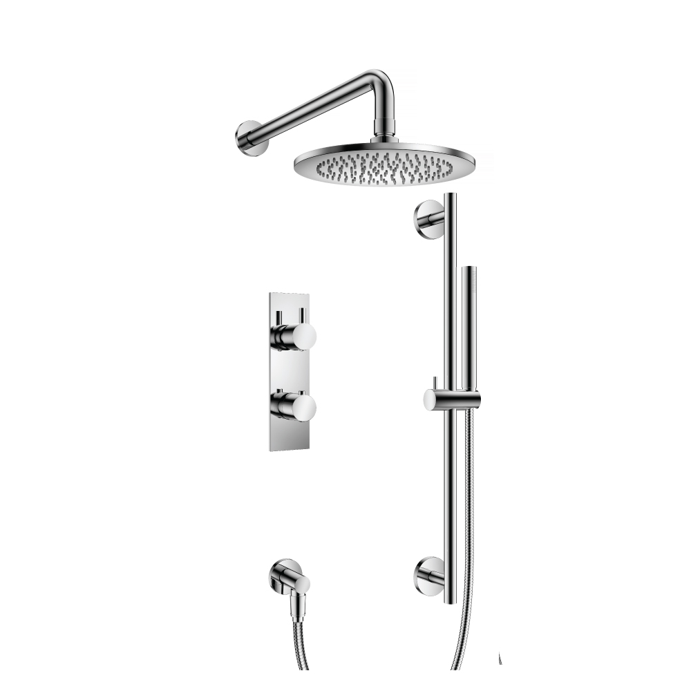 Two Output Shower Set With Shower Head, Hand Held And Slide Bar | Chrome