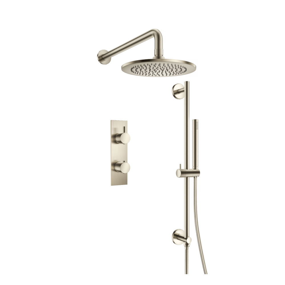 Two Output Shower Set With Shower Head, Hand Held And Slide Bar | Brushed Nickel PVD