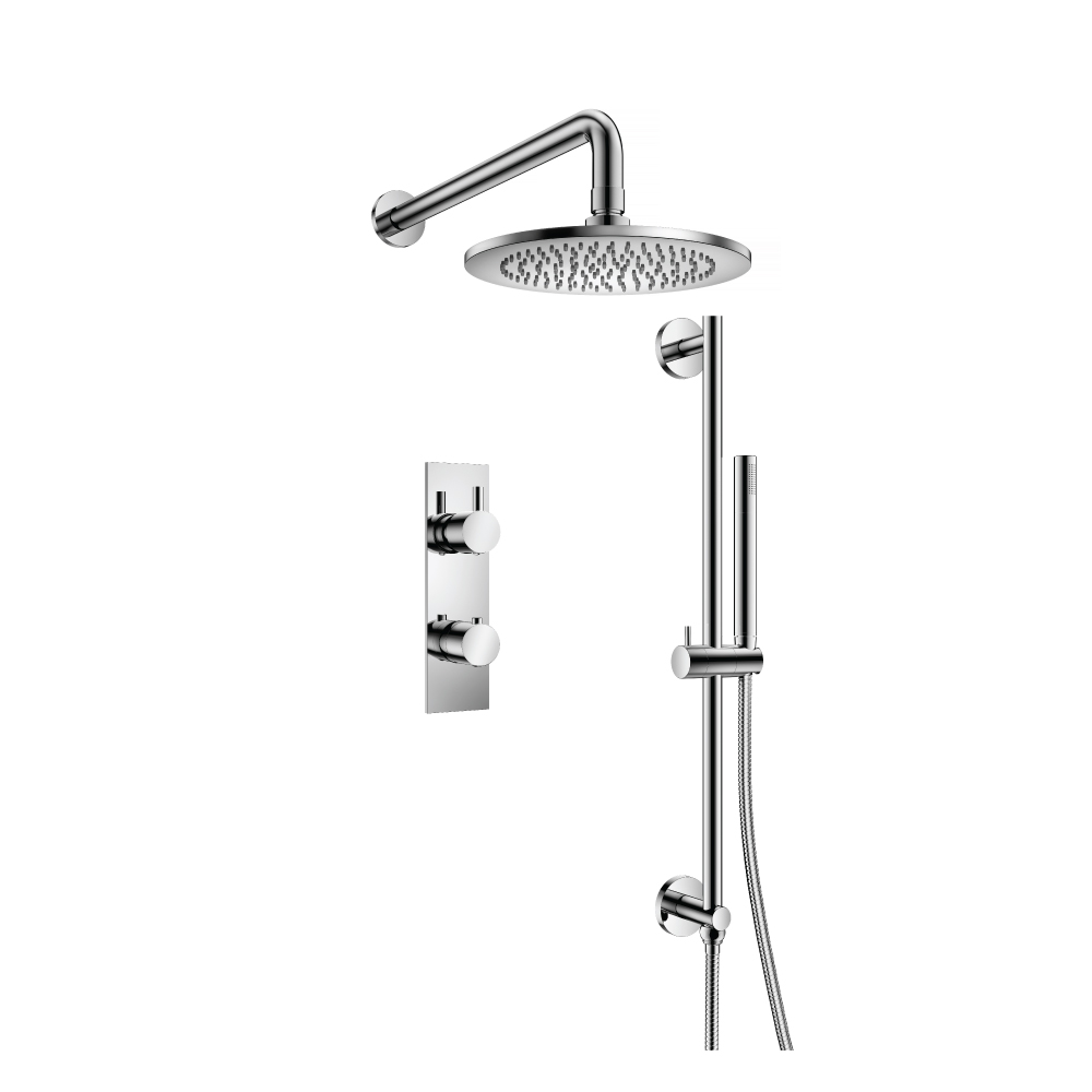 Two Output Shower Set With Shower Head, Hand Held And Slide Bar | Chrome