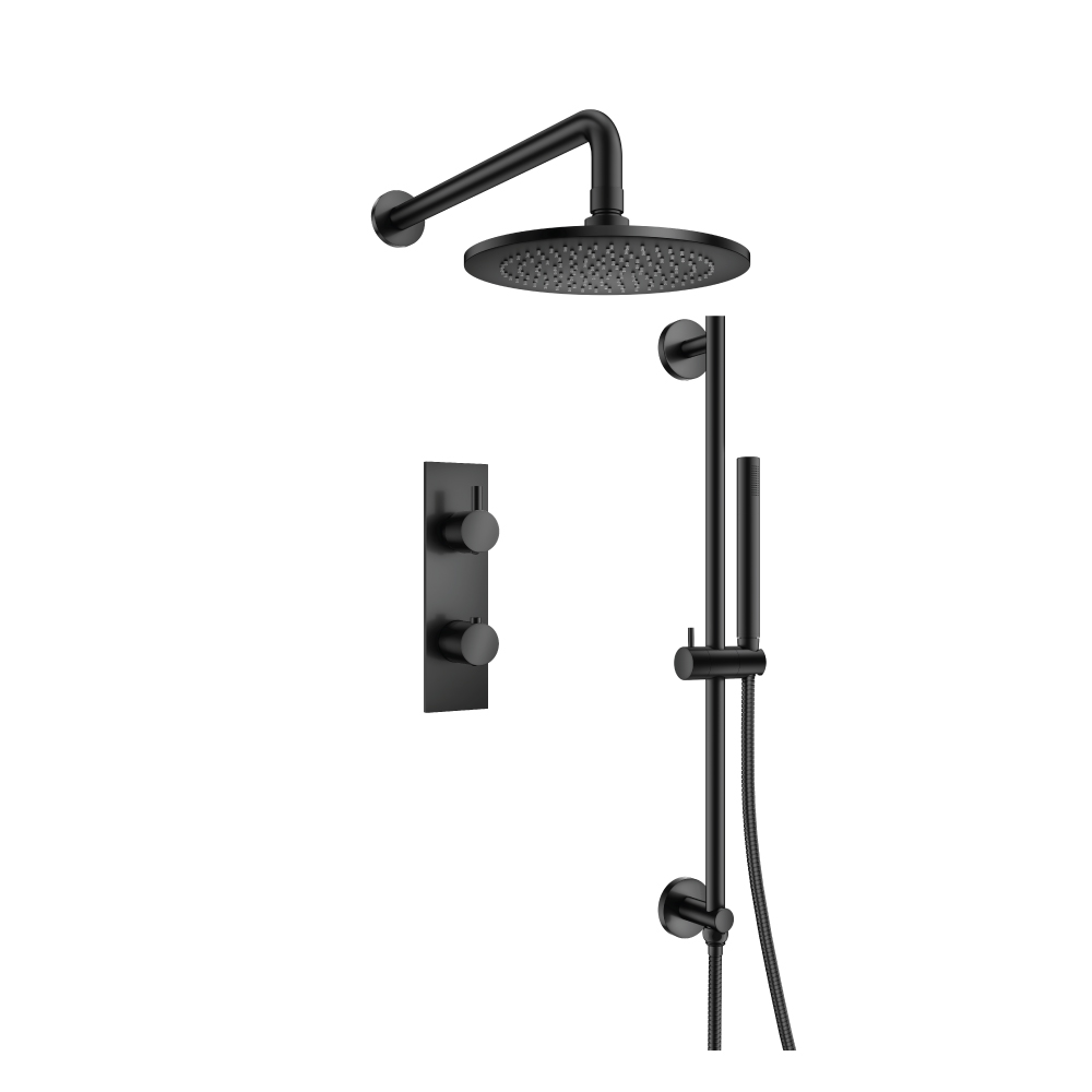 Two Output Shower Set With Shower Head, Hand Held And Slide Bar | Matte Black