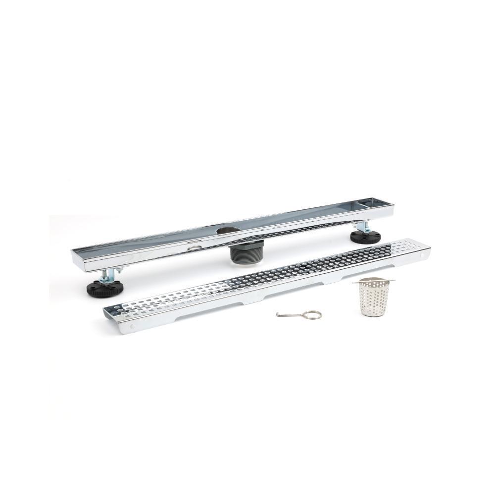 24" Decorative Linear Drain with 2" Outlet | Chrome