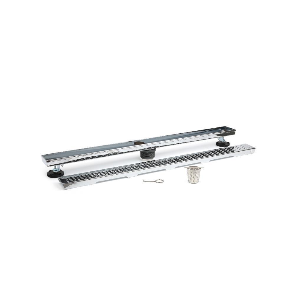 32" Decorative Linear Drain with 2" Outlet | Chrome