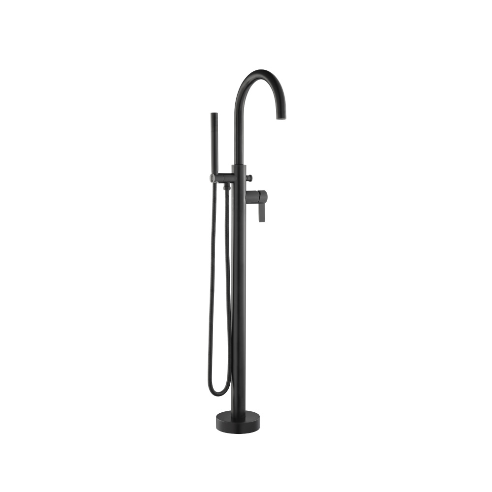 Freestanding Floor Mount Bathtub / Tub Filler With Hand Shower | Matte Black