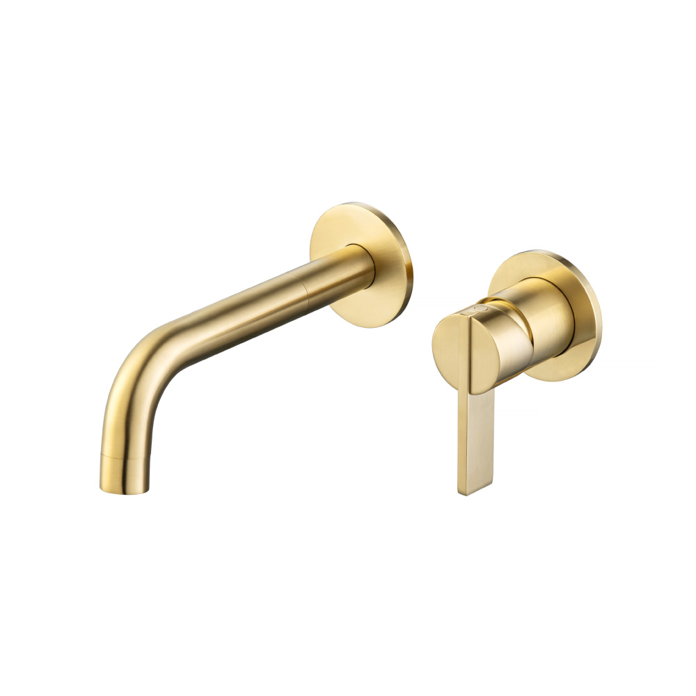 Single Handle Wall Mounted Bathroom Faucet | Satin Brass PVD