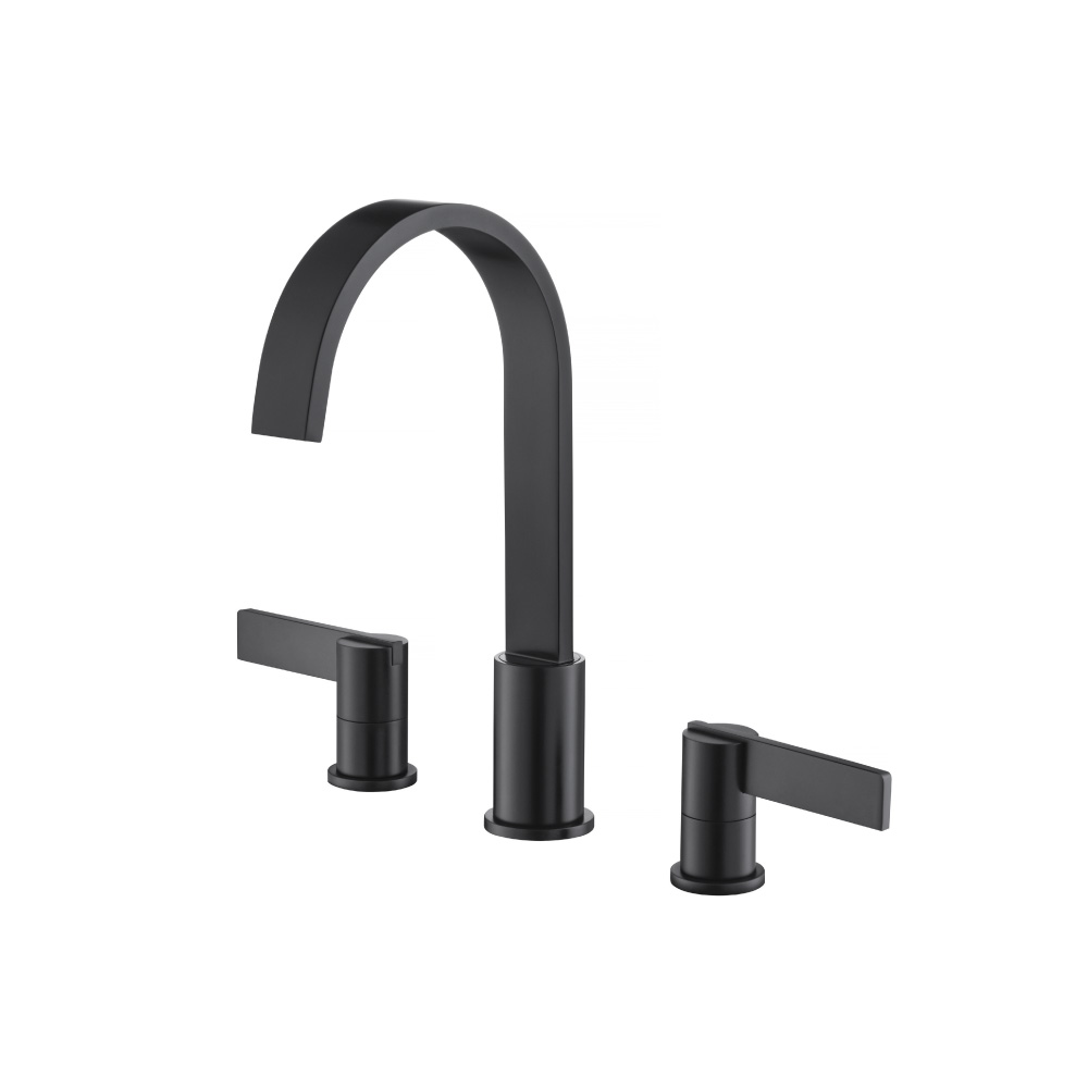 Three Hole 8" Widespread Two Handle Bathroom Faucet | Matte Black