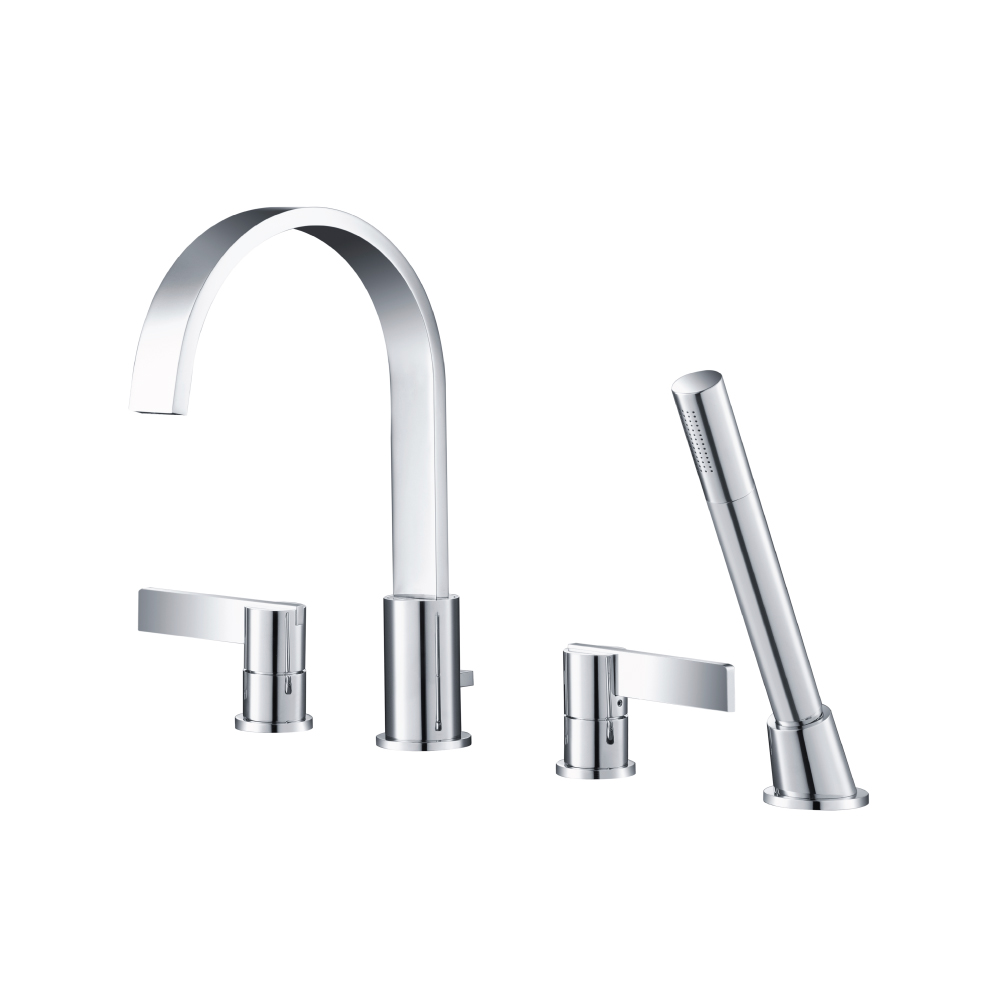4 Hole Deck Mounted Roman Tub Faucet With Hand Shower | Chrome
