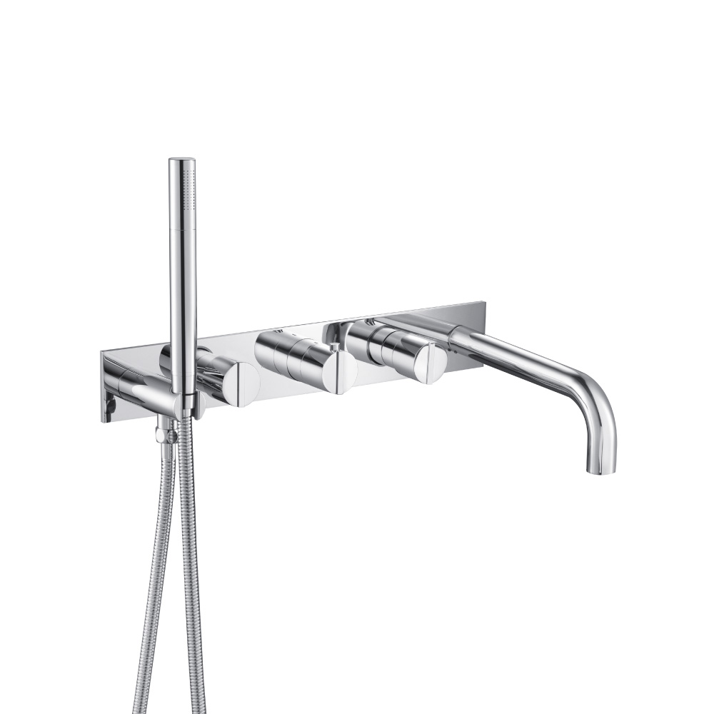 Wall Mount Tub Filler With Hand Shower | Chrome