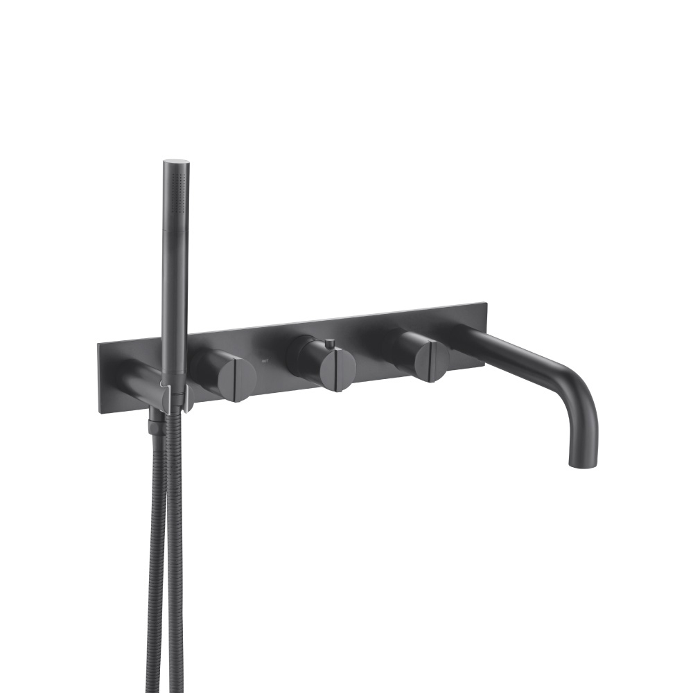 Wall Mount Tub Filler With Hand Shower | Matte Black