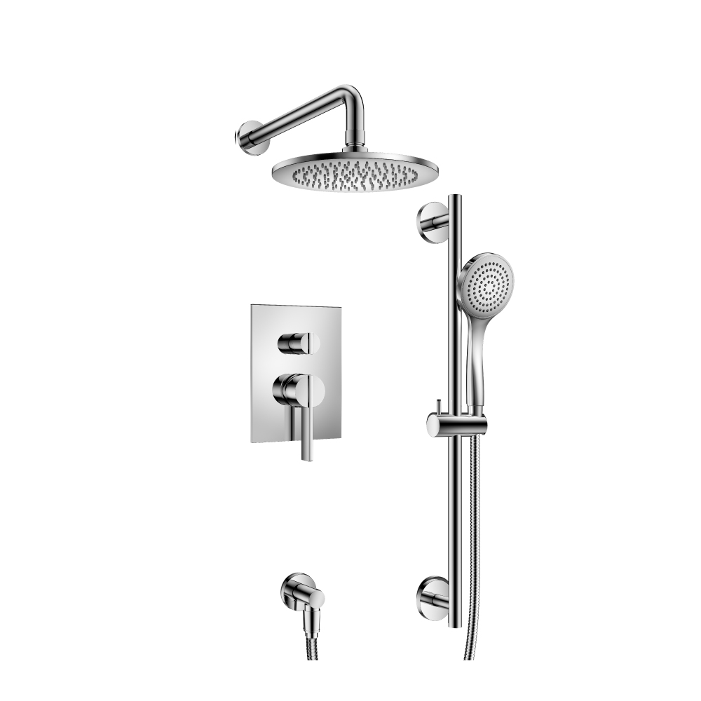 Two Output Shower Set With Shower Head, Hand Held And Slide Bar | Chrome