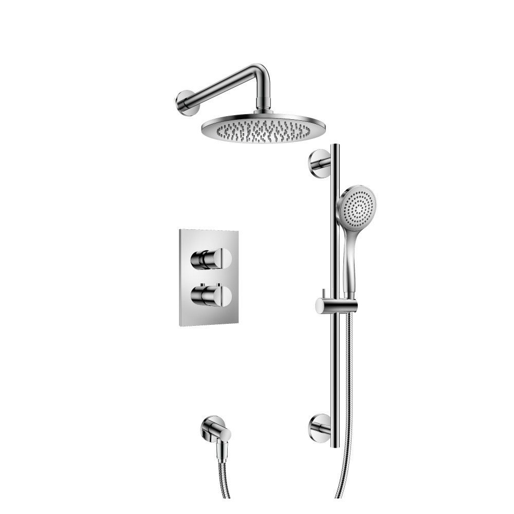 Two Output Shower Set With Shower Head, Hand Held And Slide Bar | Chrome