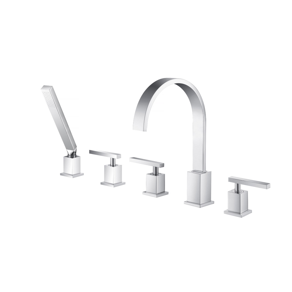 Five Hole Deck Mounted Roman Tub Faucet With Hand Shower | Chrome