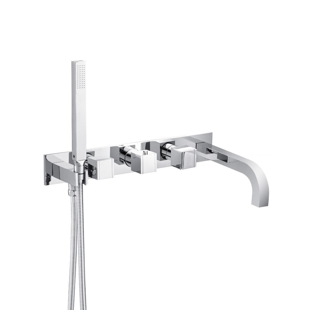 Wall Mount Tub Filler With Hand Shower | Chrome