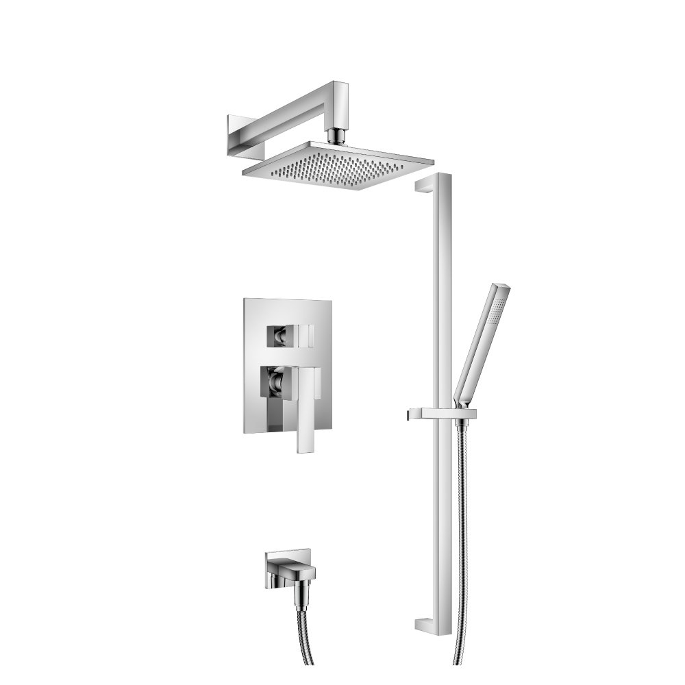 Two Output Shower Set With Shower Head, Hand Held And Slide Bar | Chrome