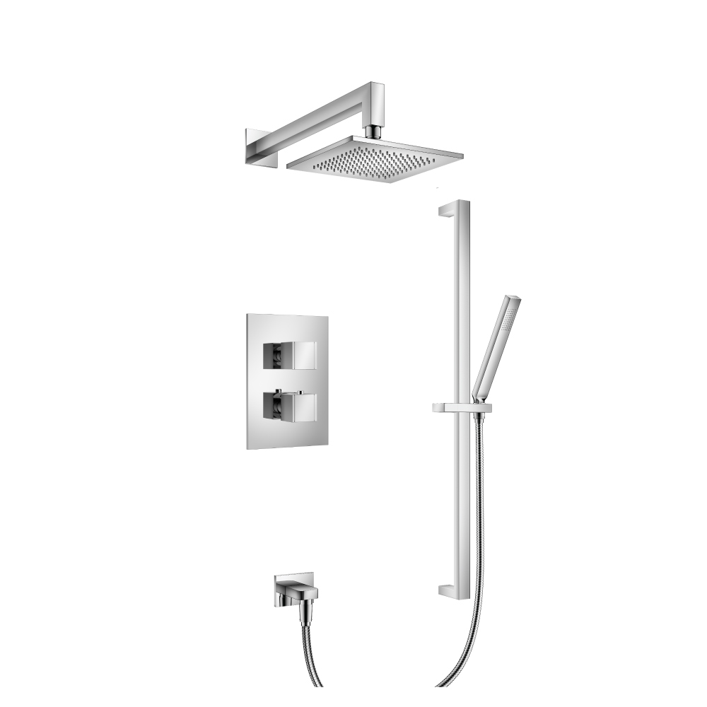Two Output Shower Set With Shower Head, Hand Held And Slide Bar | Chrome