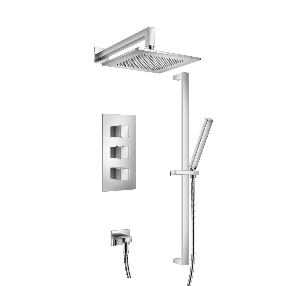 Two Output Shower Set With Shower Head, Hand Held And Slide Bar | Chrome