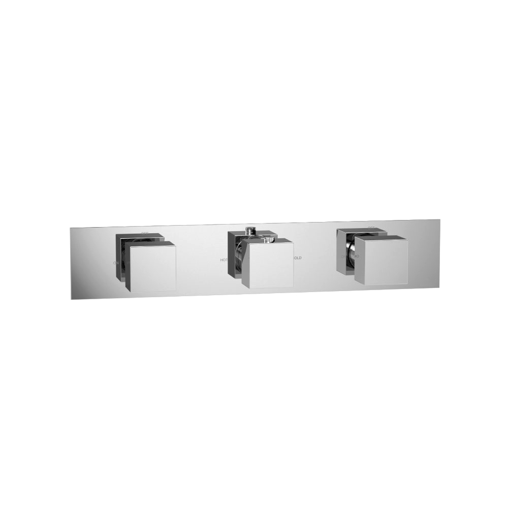 Trim For Horizontal Thermostatic Valve with 2 Volume Controls | Polished Nickel PVD