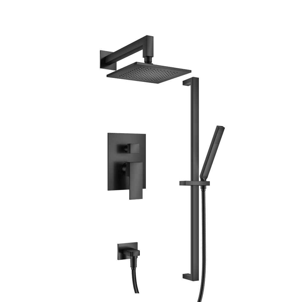 Two Output Shower Set With Shower Head, Hand Held And Slide Bar | Matte Black