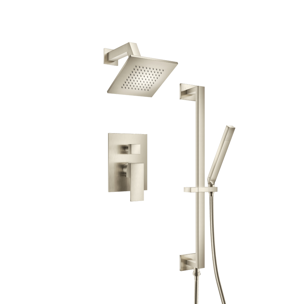 Two Output Shower Set With Shower Head, Hand Held And Slide Bar | Brushed Nickel PVD