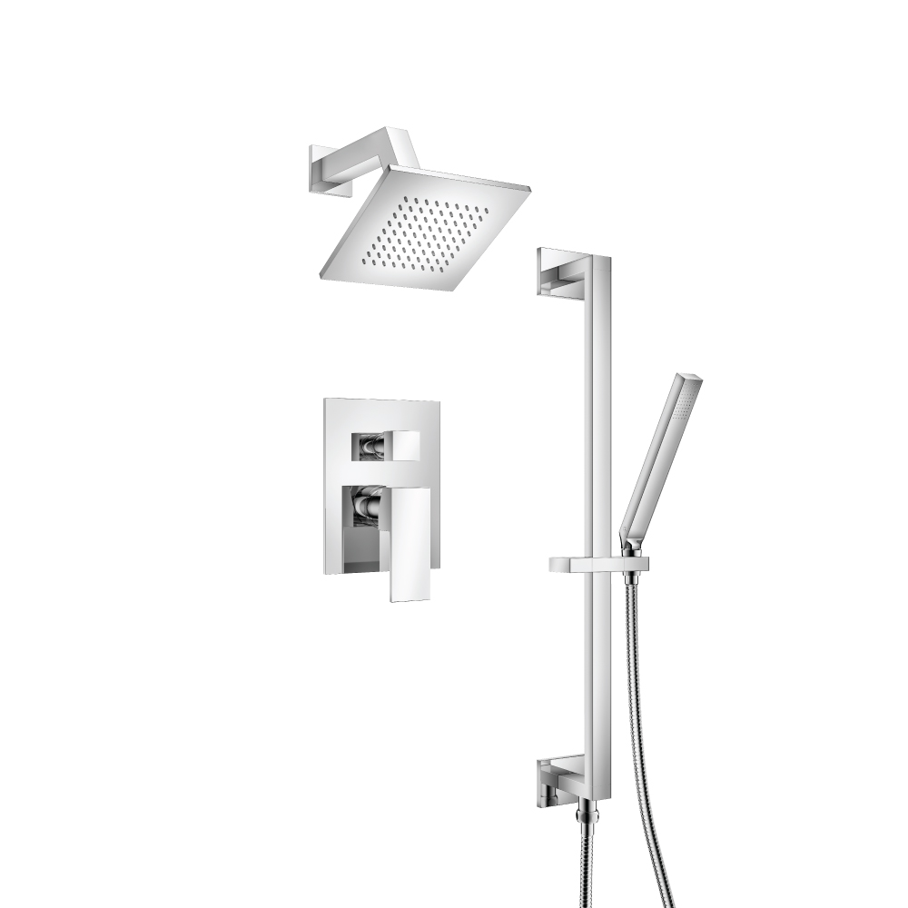 Two Output Shower Set With Shower Head, Hand Held And Slide Bar | Chrome