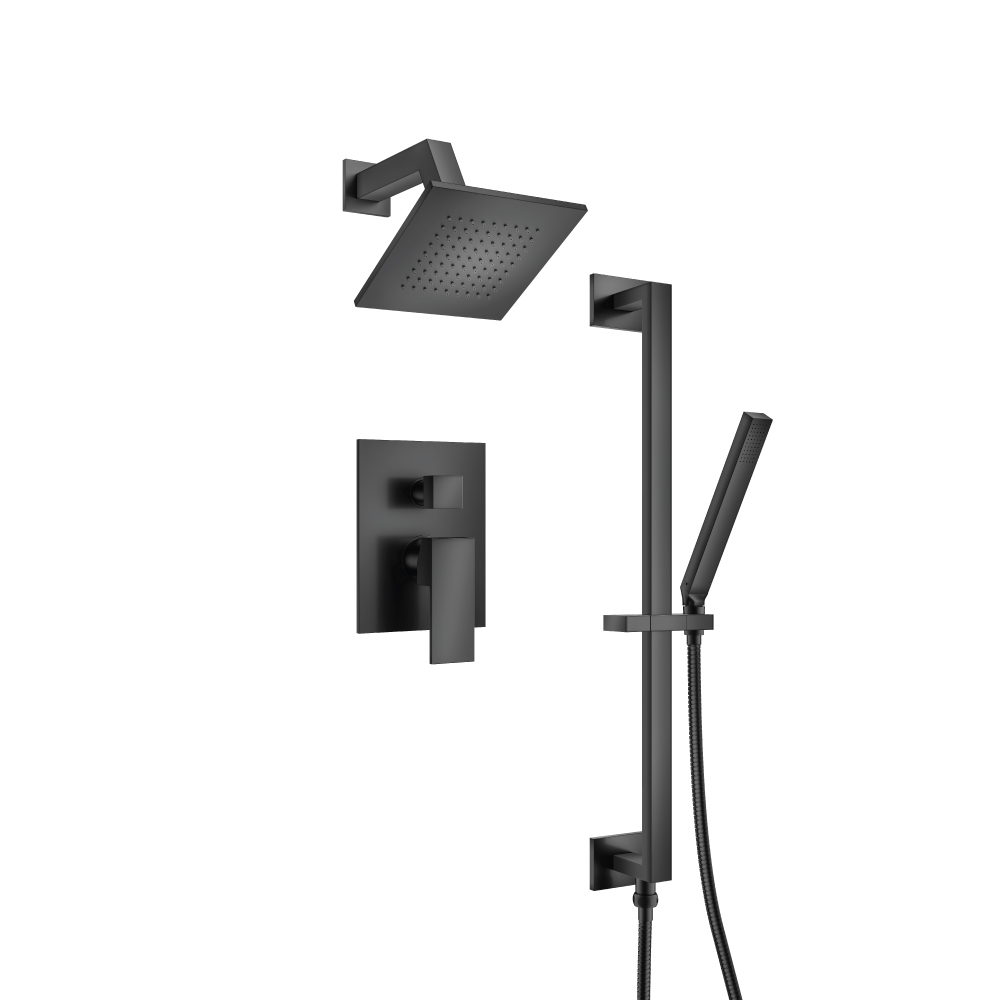 Two Output Shower Set With Shower Head, Hand Held And Slide Bar | Matte Black