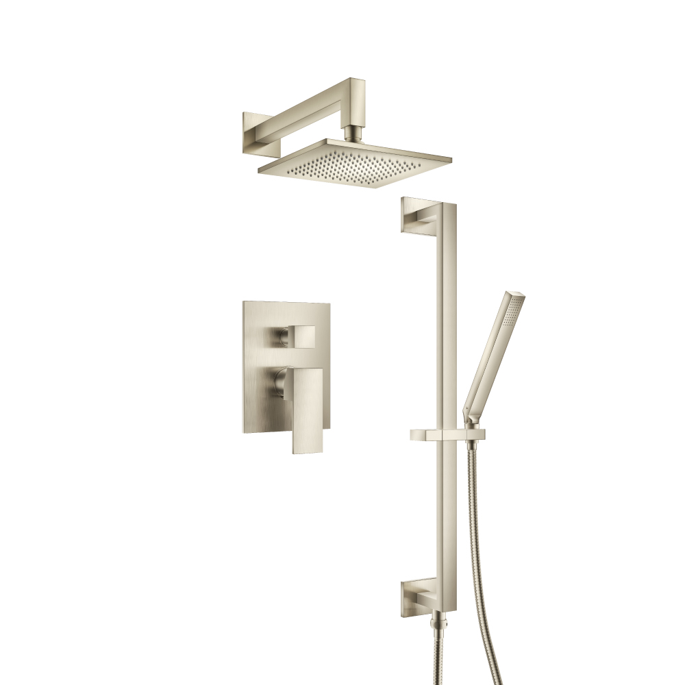 Two Output Shower Set With Shower Head, Hand Held And Slide Bar | Brushed Nickel PVD