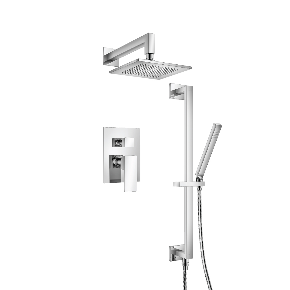 Two Output Shower Set With Shower Head, Hand Held And Slide Bar | Chrome