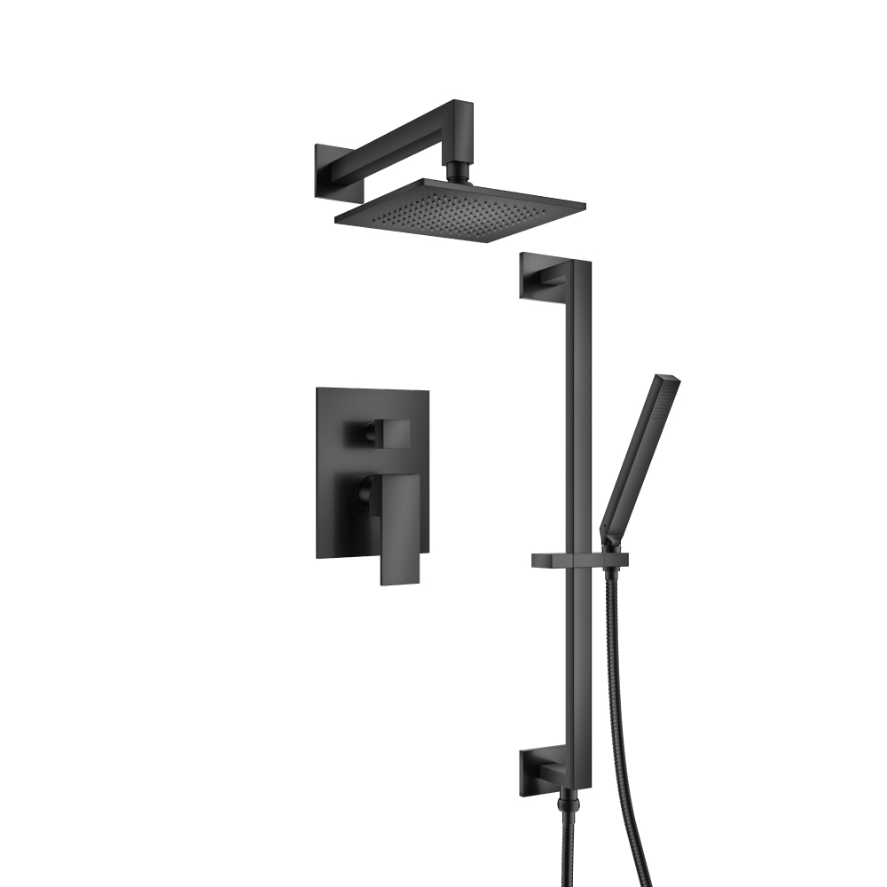 Two Output Shower Set With Shower Head, Hand Held And Slide Bar | Matte Black