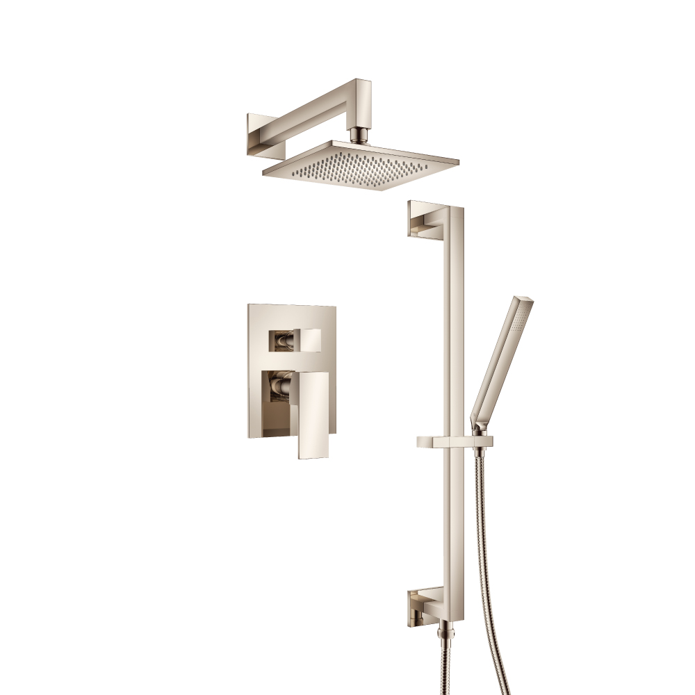 Two Output Shower Set With Shower Head, Hand Held And Slide Bar | Polished Nickel PVD