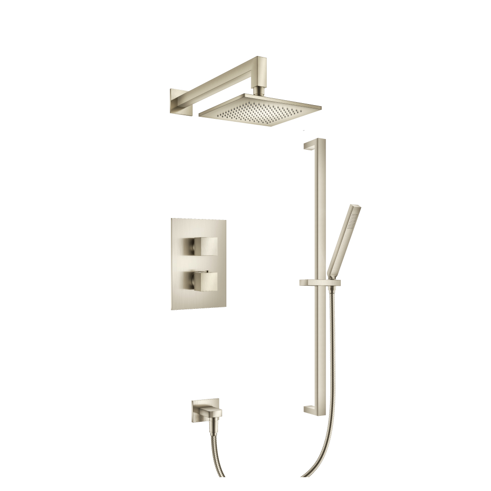 Two Output Shower Set With Shower Head, Hand Held And Slide Bar | Brushed Nickel PVD