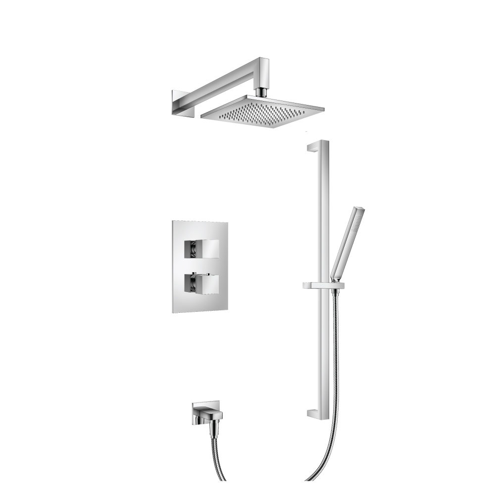 Two Output Shower Set With Shower Head, Hand Held And Slide Bar | Chrome