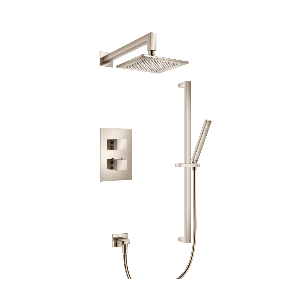 Two Output Shower Set With Shower Head, Hand Held And Slide Bar | Polished Nickel PVD