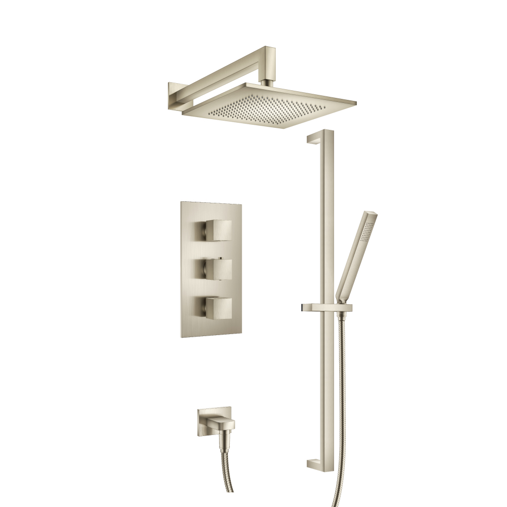 Two Output Shower Set With Shower Head, Hand Held And Slide Bar | Brushed Nickel PVD