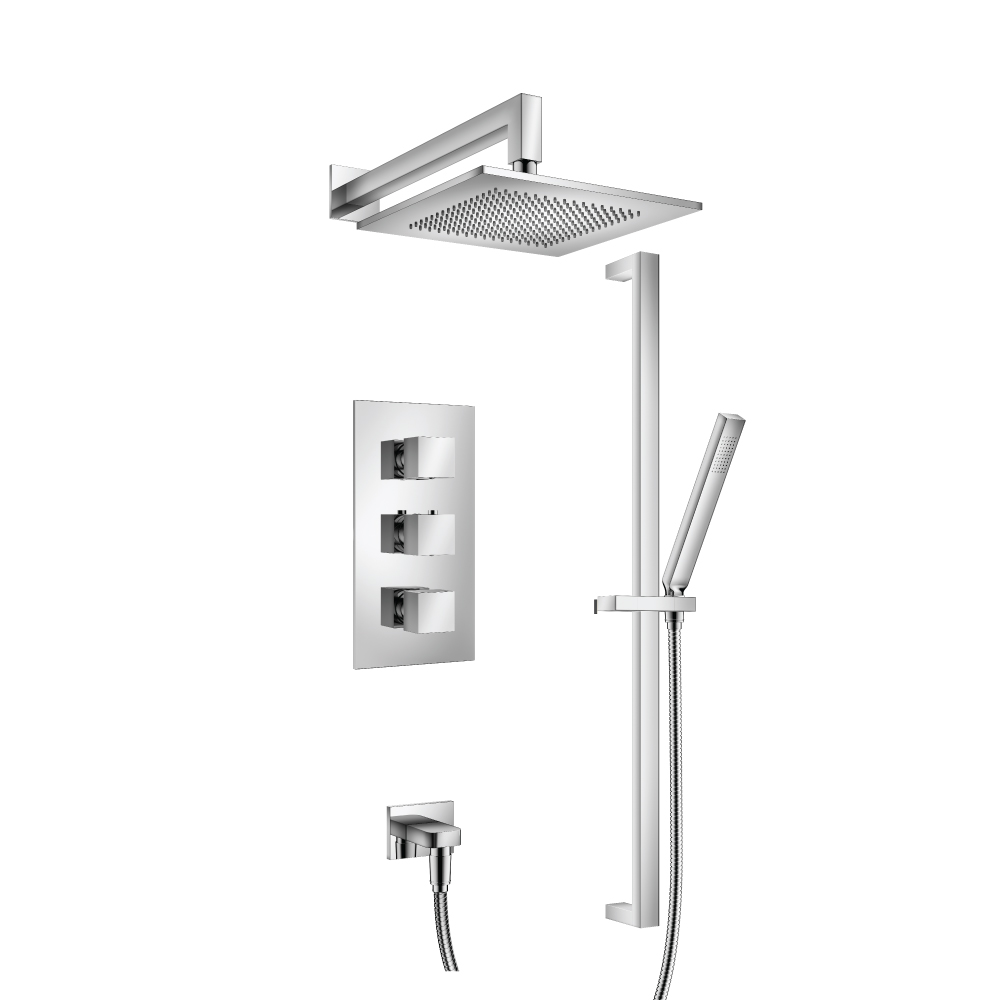 Two Output Shower Set With Shower Head, Hand Held And Slide Bar | Chrome