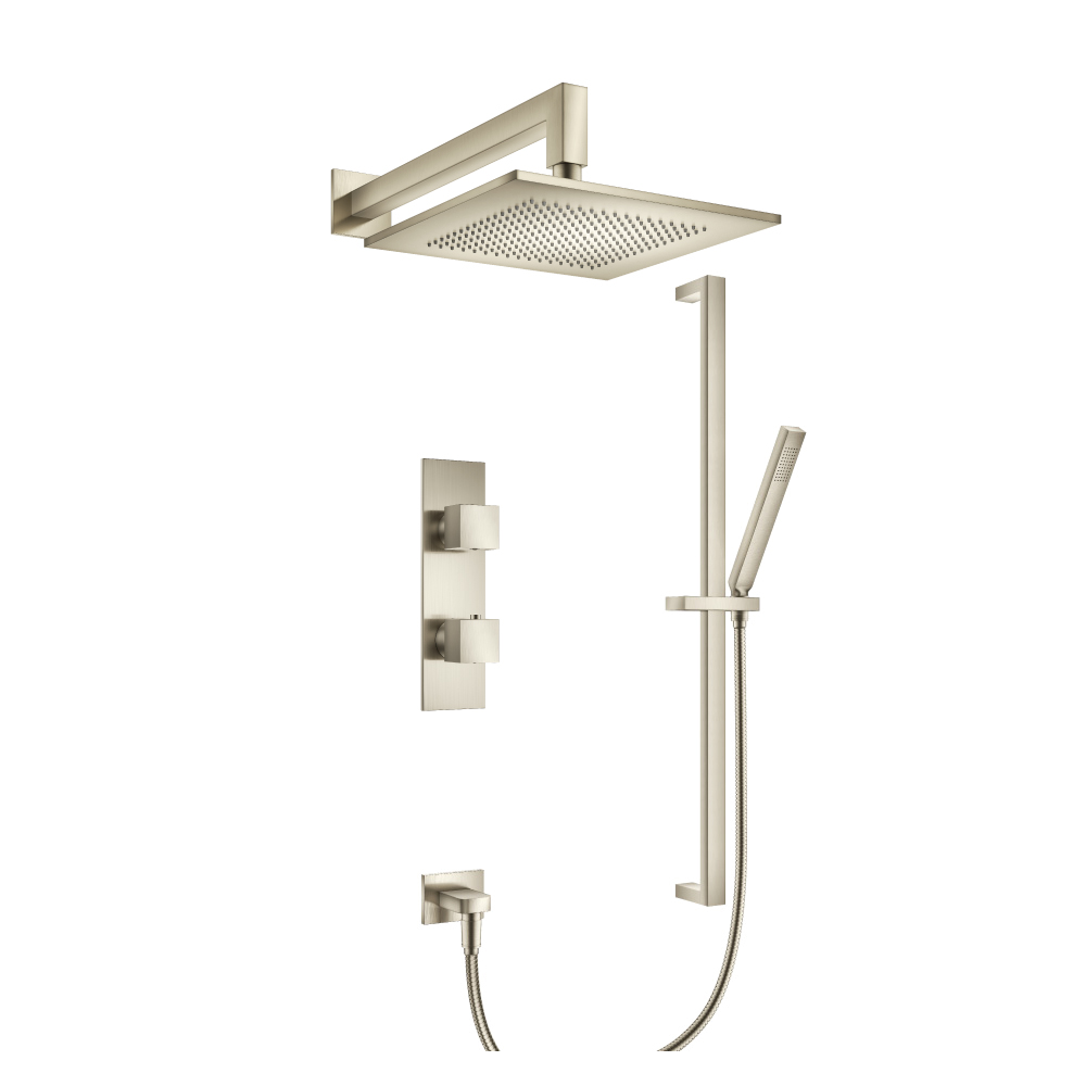 Two Output Shower Set With Shower Head, Hand Held And Slide Bar | Brushed Nickel PVD