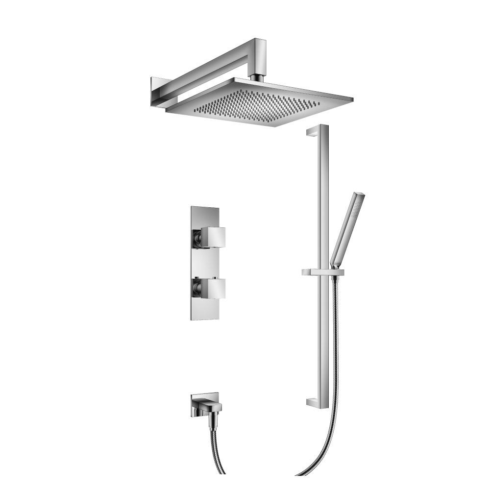 Two Output Shower Set With Shower Head, Hand Held And Slide Bar | Chrome