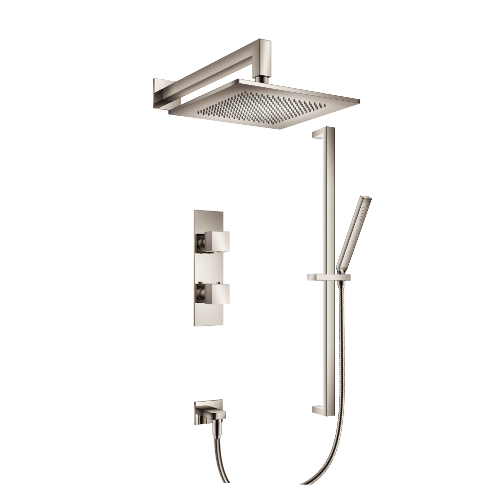 Two Output Shower Set With Shower Head, Hand Held And Slide Bar | Polished Nickel PVD