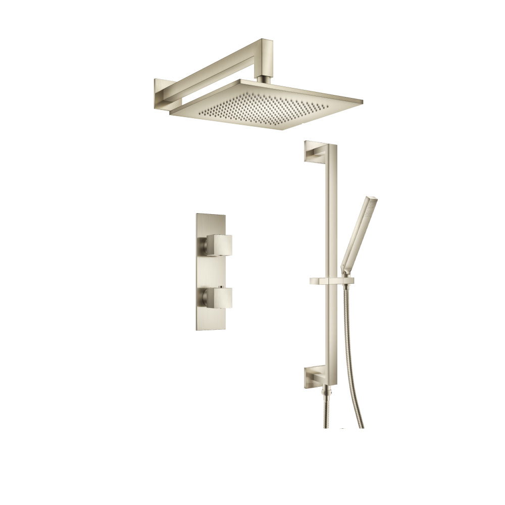 Two Output Shower Set With Shower Head, Hand Held And Slide Bar | Brushed Nickel PVD