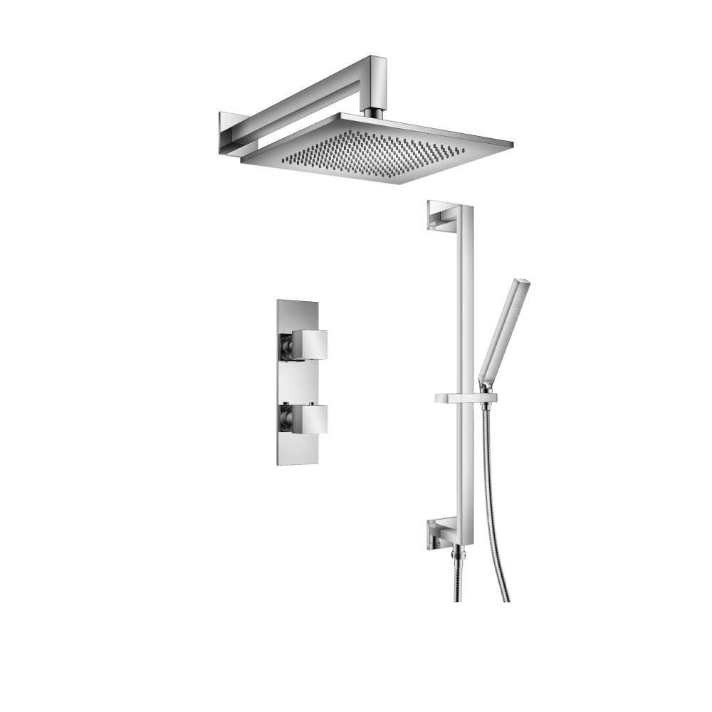 Two Output Shower Set With Shower Head, Hand Held And Slide Bar | Polished Nickel PVD