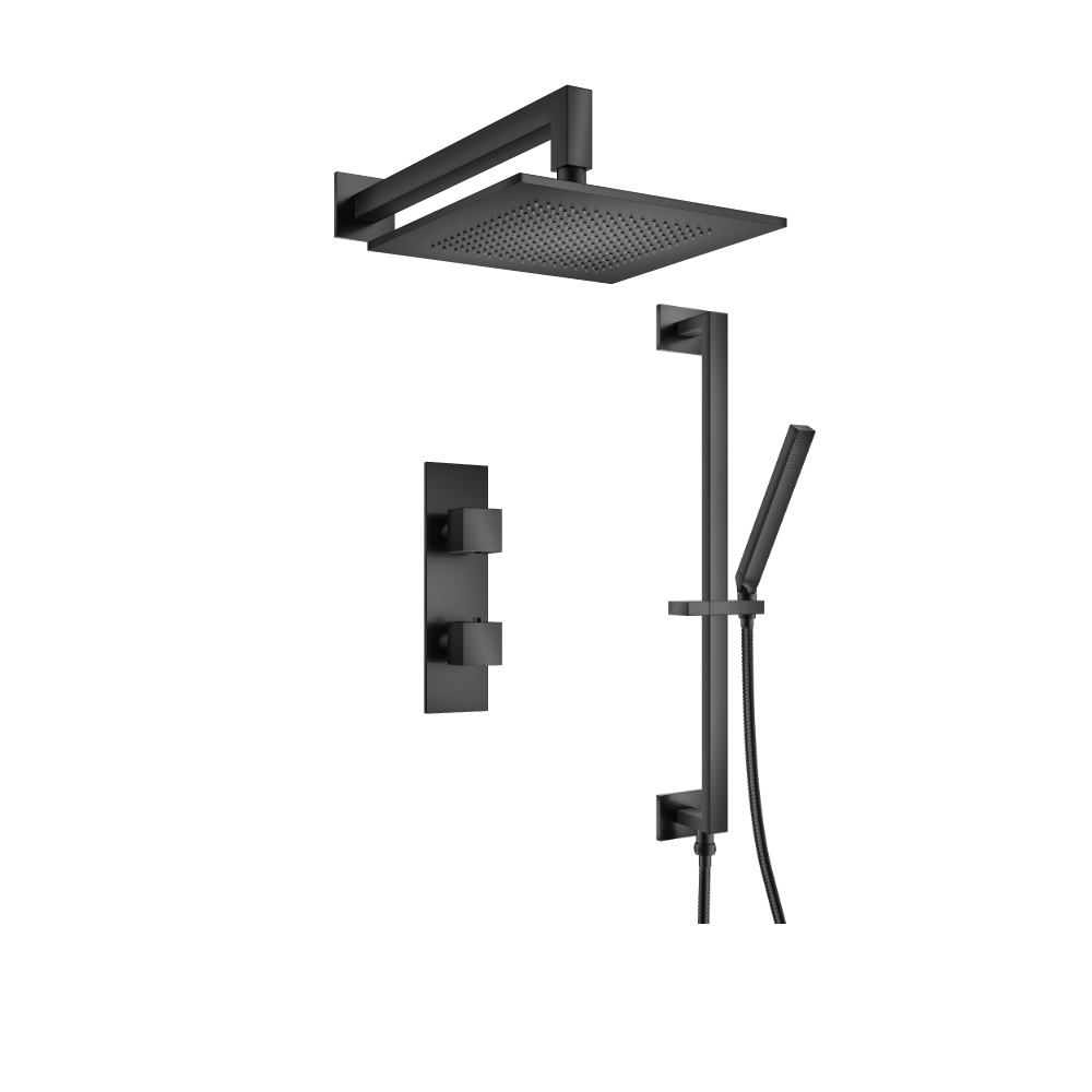 Two Output Shower Set With Shower Head, Hand Held And Slide Bar | Matte Black