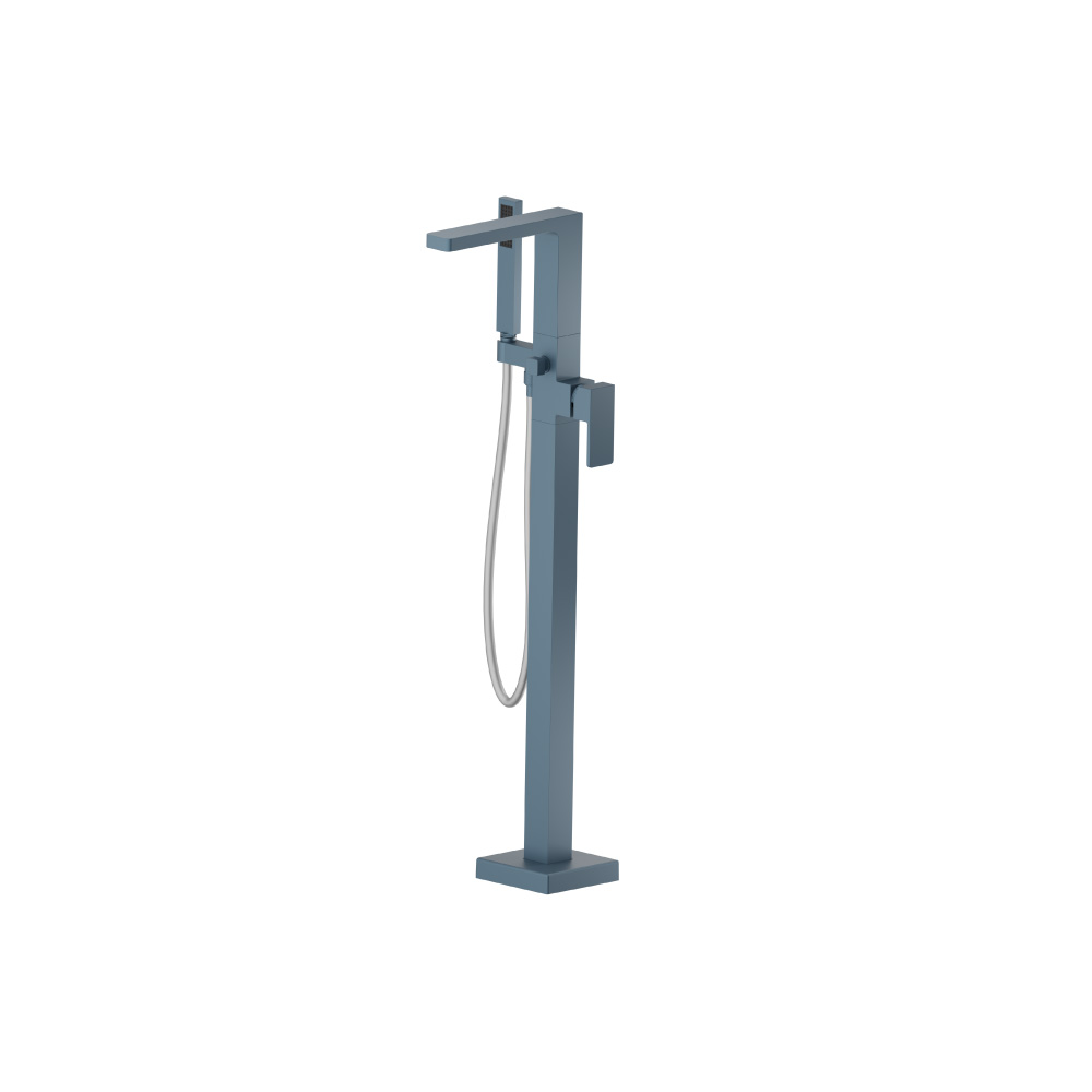 Freestanding Floor Mount Bathtub / Tub Filler With Hand Shower | Blue Platinum