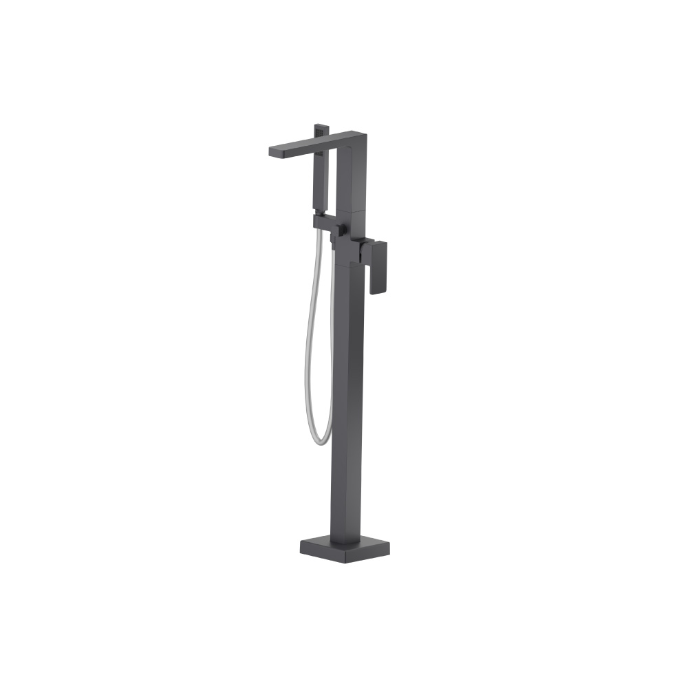 Freestanding Floor Mount Bathtub / Tub Filler With Hand Shower | Dark Grey