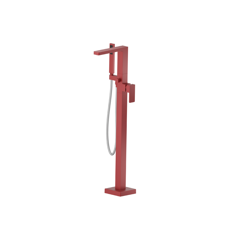 Freestanding Floor Mount Bathtub / Tub Filler With Hand Shower | Deep Red